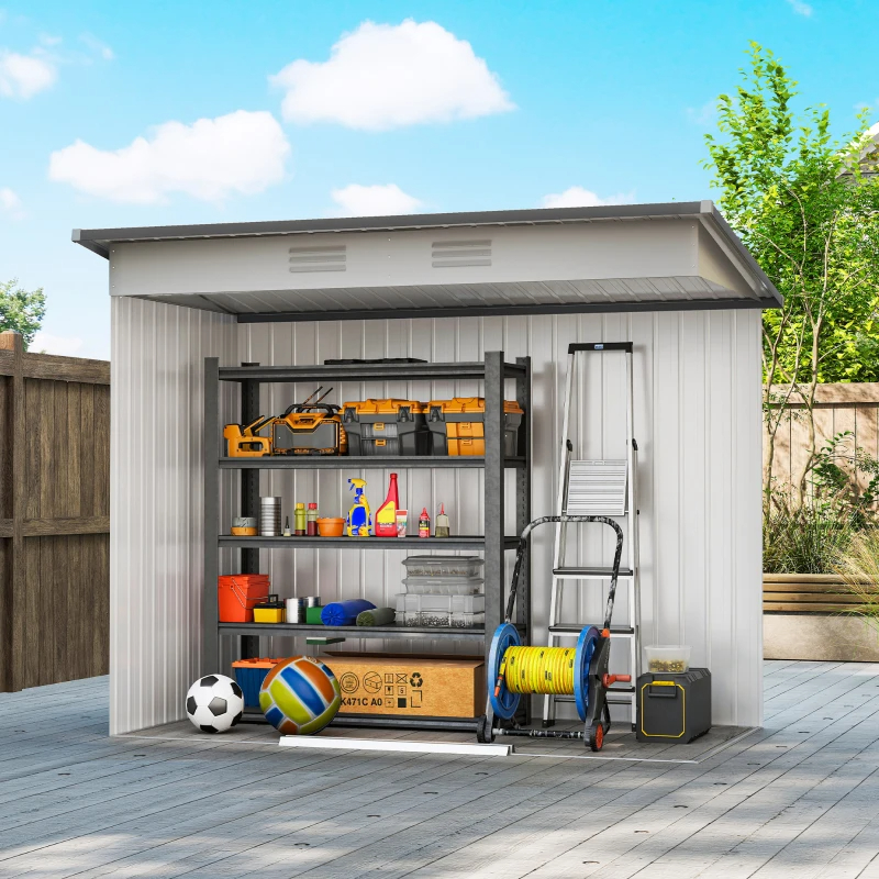 Metal Garden Shed, Backyard Tool Storage Shed With Dual Locking Doors, 2 Air Vents And Steel Frame, White