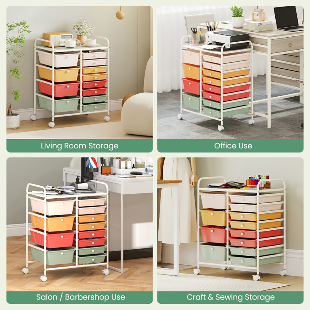 12-Drawer Utility Rolling Cart With Drawers Multi-Use Storage_voghion.com