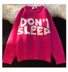 Lazy Style High End Design Korean Style Niche Knitted Sweater - Rose - View 1