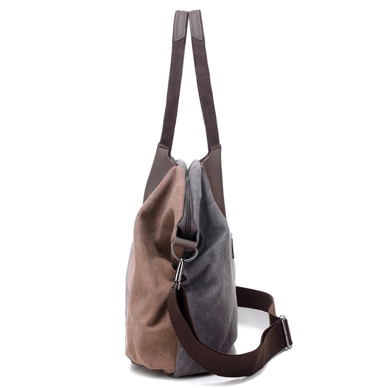 Title 7, Damen Canvas Tasche im Retro-Stil mit Kontrastn...