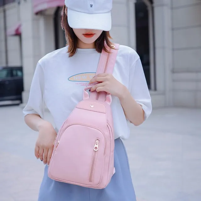 New Fashion Cute Shoulder Nylon Chest Bag Pink - Shop at LoveMi