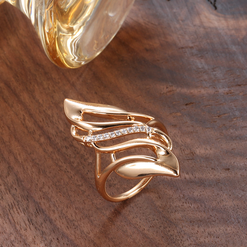 Zircon Rose Gold Hollow Flame Ring - Image 1 of 5