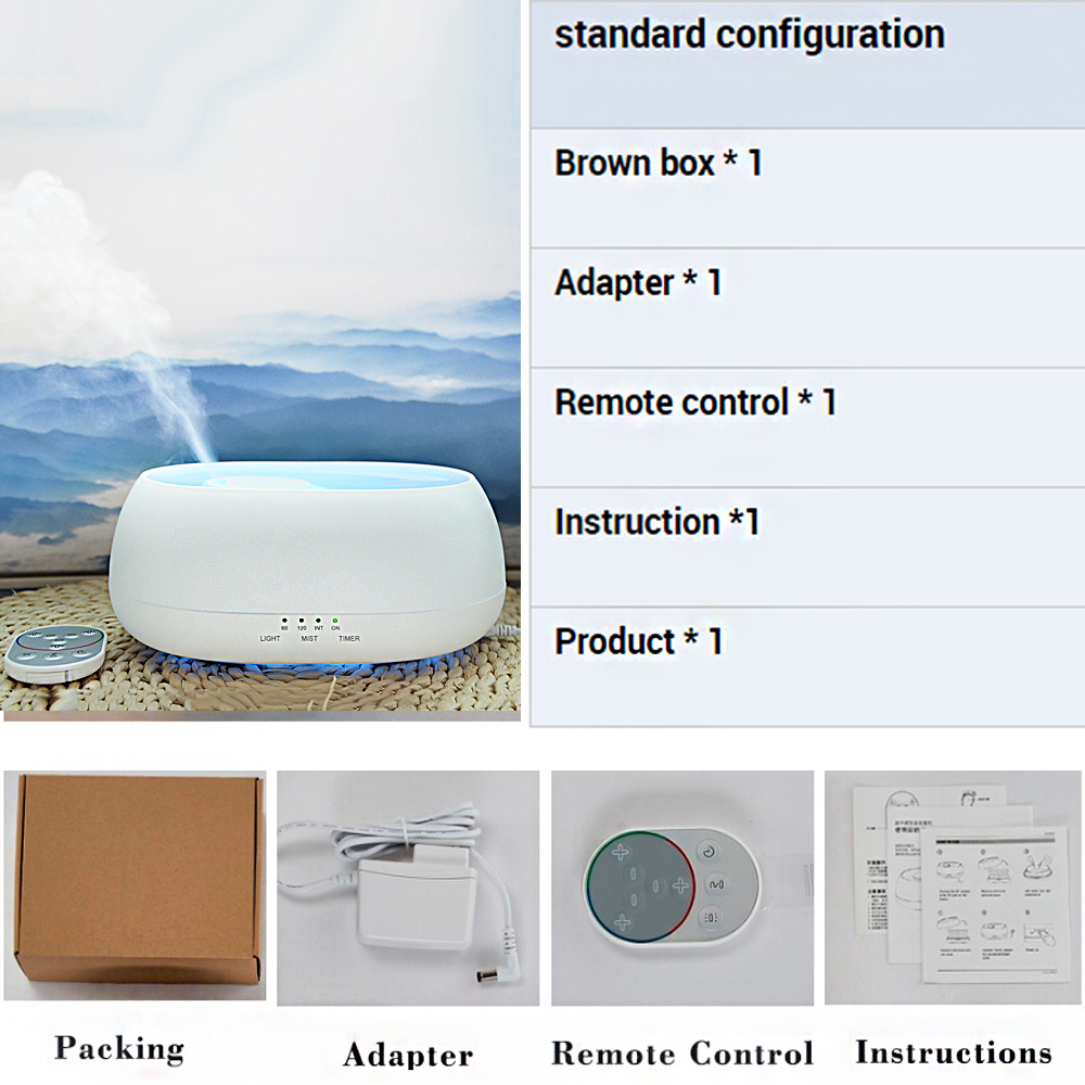 HOMEFISH Aroma Diffuser 500ml Ultrasonic Air Humidifier Colorful Light Fragrance Diffuser Essential Oil Diffuser For Home — foto 2