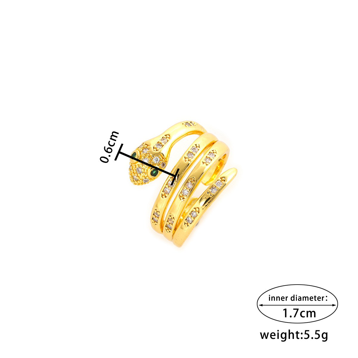 Zircon Snake Shaped Multi-layer Niche Temperament Ring