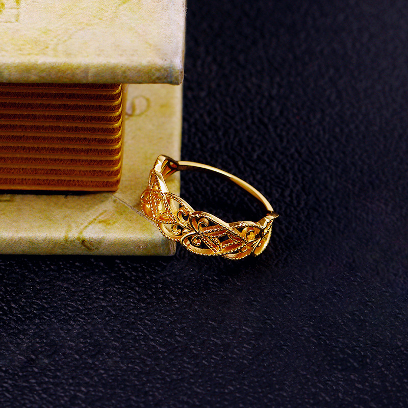 925 Sterling Silver Gilded Hollow Lace Ring