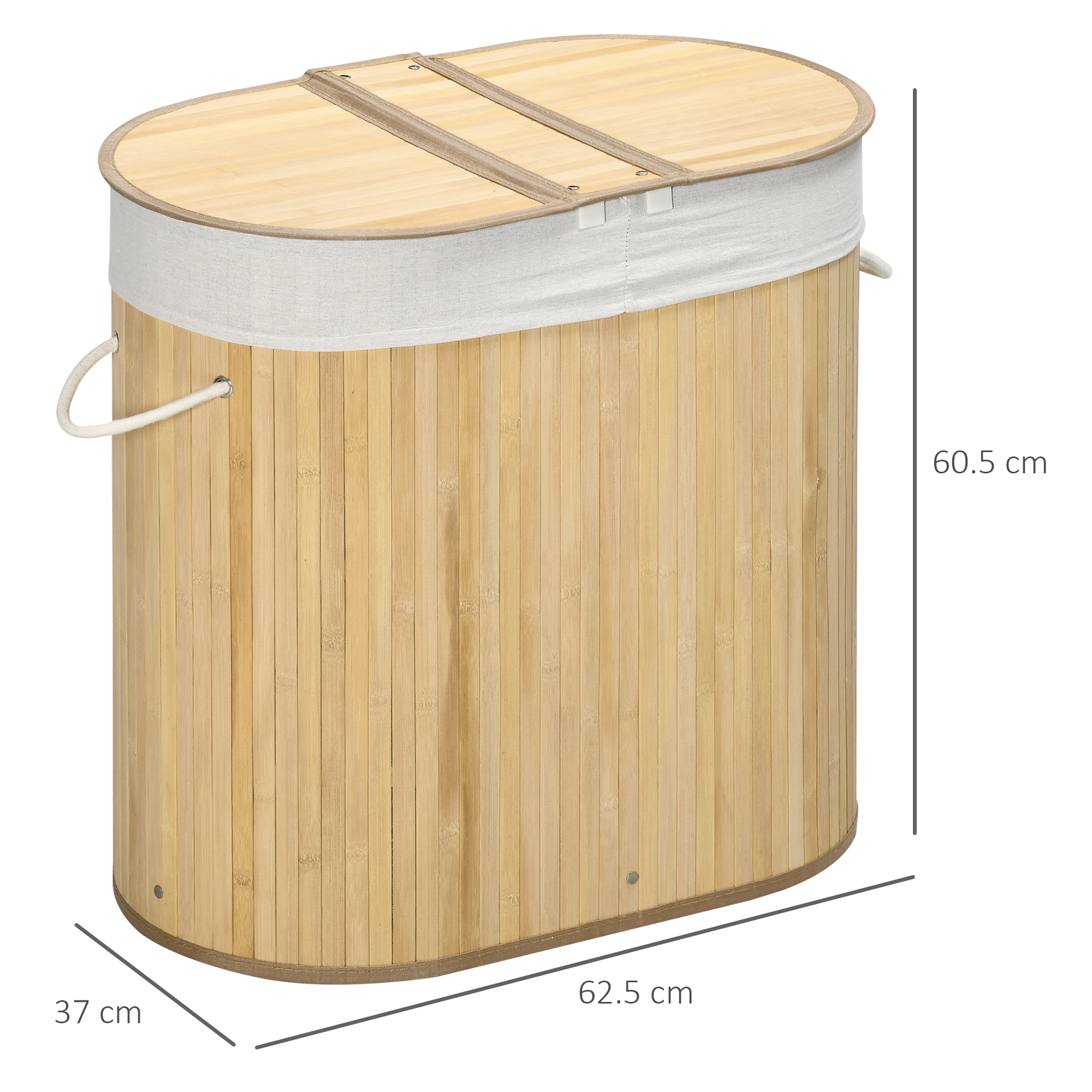Bamboo Laundry Basket With Lid, 100 Liters, Double-layer Compartments — image 10