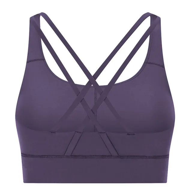 Yoga Bra Top Cross Shoulders Grey Dove Color - Shop at LoveMi
