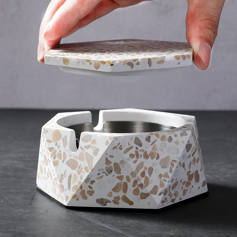 Simple Handmade Cement Terrazzo Ashtray