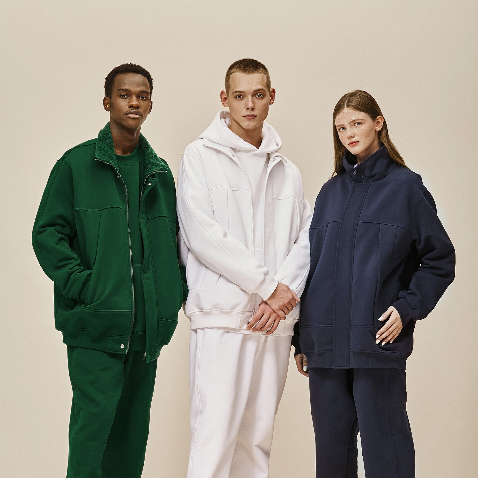 Heavy Weight Polar Fleece High Lapel Hasselblad Solid Color Zipper Coat Jacket