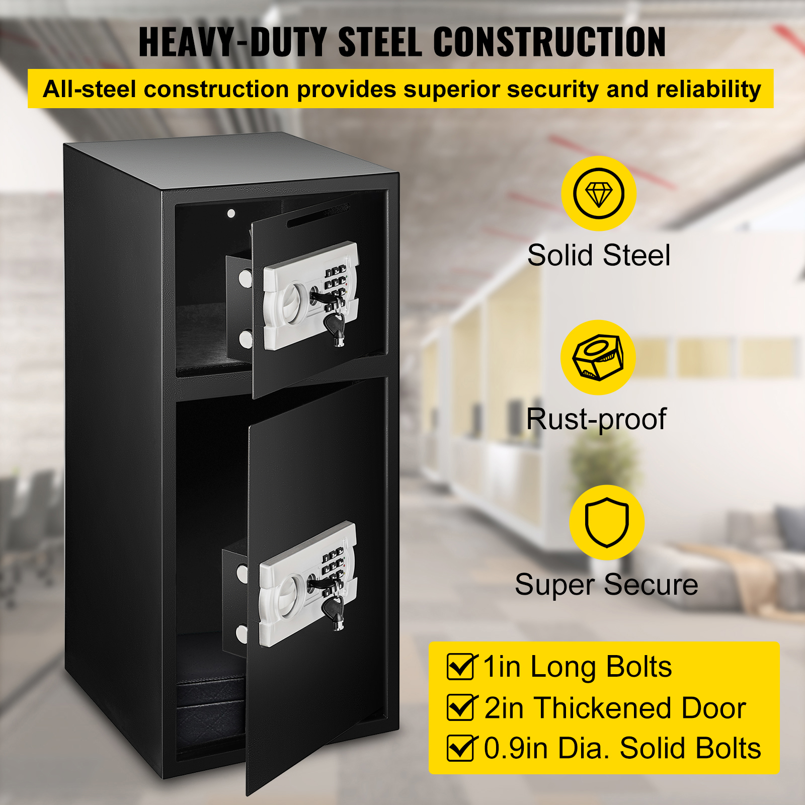 VEVOR Large Double Door Security Safe Box 2.6 Cubic Feet Steel Safe
