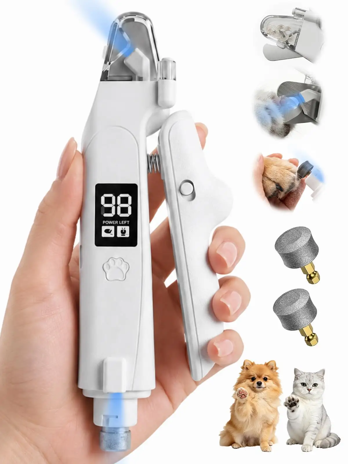 Dog Nail Clippers With Light, 2-in-1 Clipper