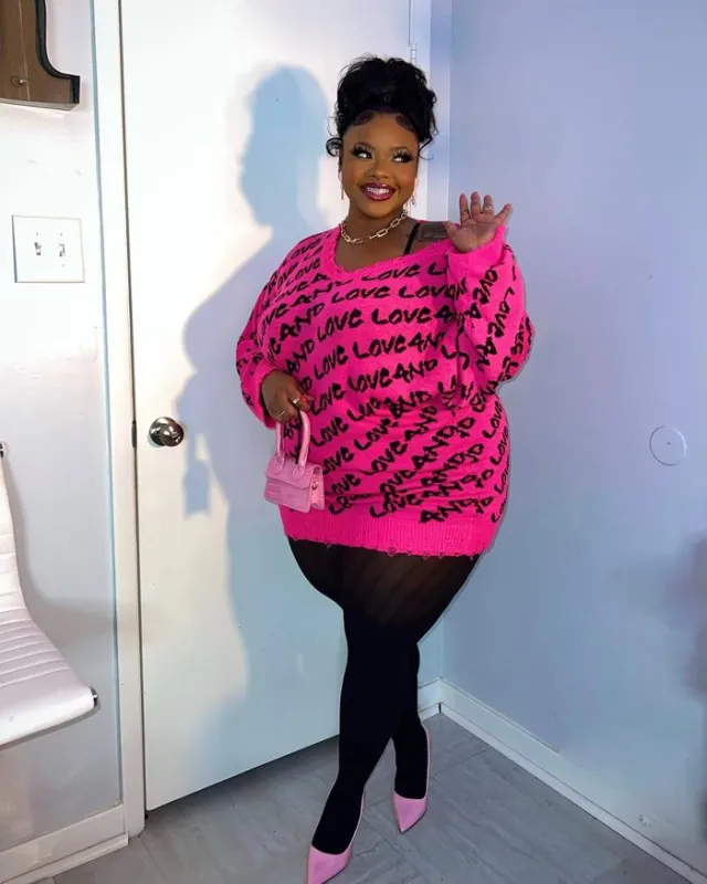 Autumn Winter Women Plus Big Size Sweater Blouse Rose Red - Shop at LoveMi