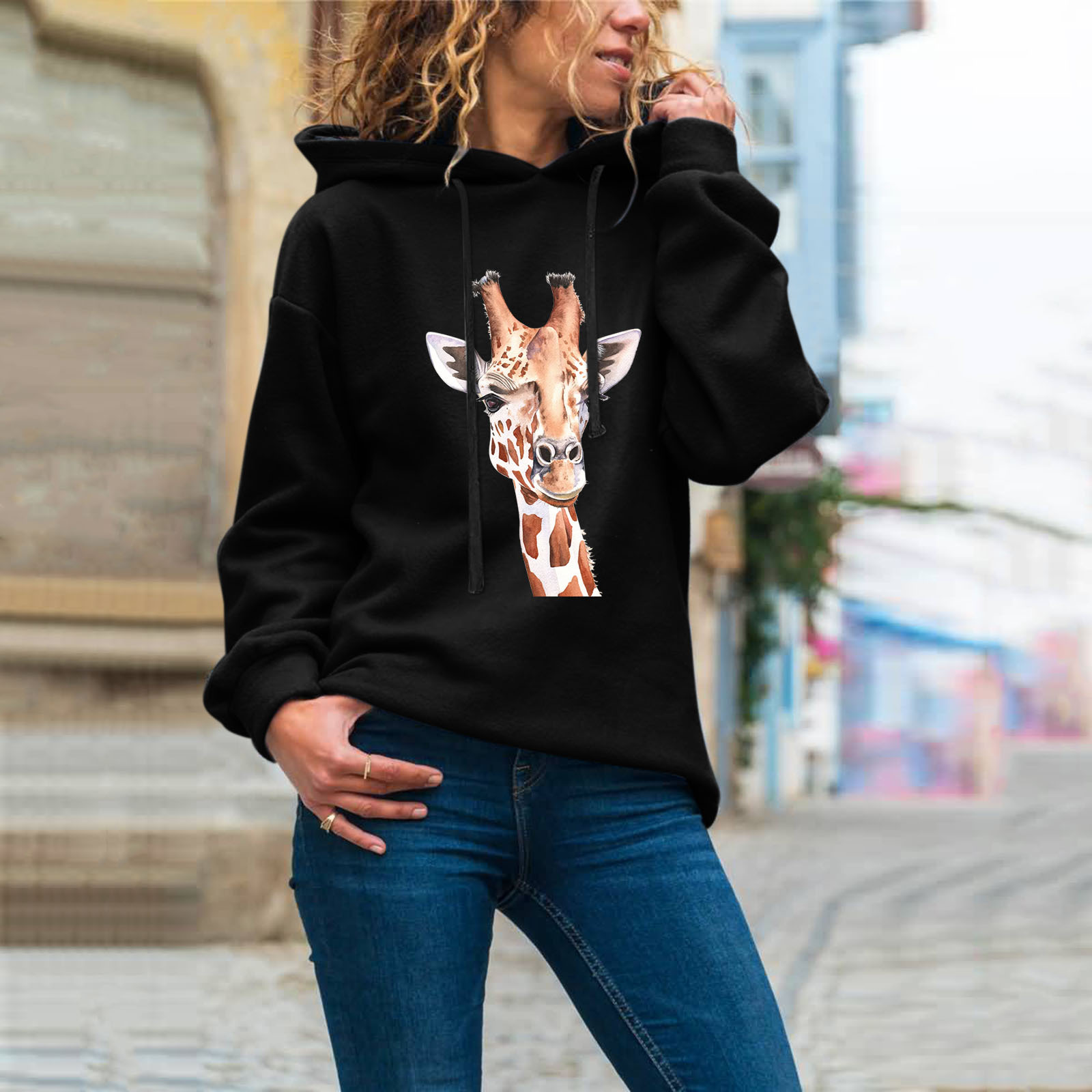 New Style Long-sleeved Hooded Pullover Sweater Temperament