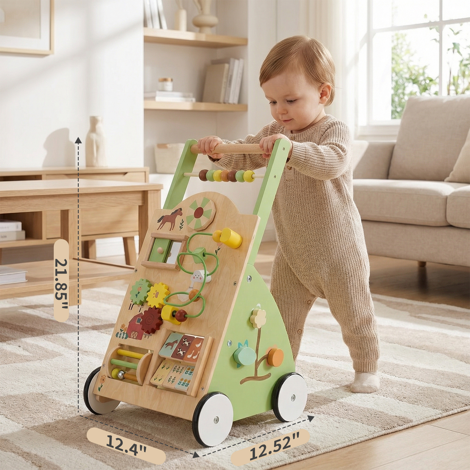 Wooden Baby Walker, Adjustable-speed Push-style Walker, Equipped With... 6