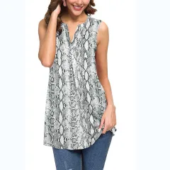 European And American Style New Printed V-neck Sleeveless Vest - Black - View 1