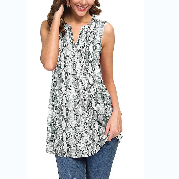 European And American Style New Printed V-neck Sleeveless Vest - Black