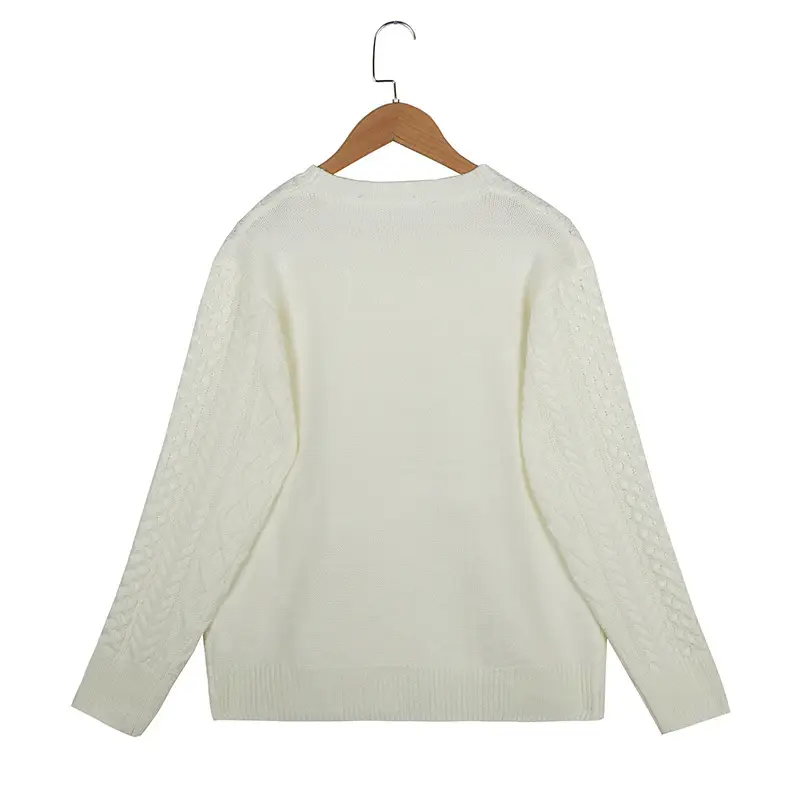 Knitwear Top Solid Color Retro Twisted Flower Sweater