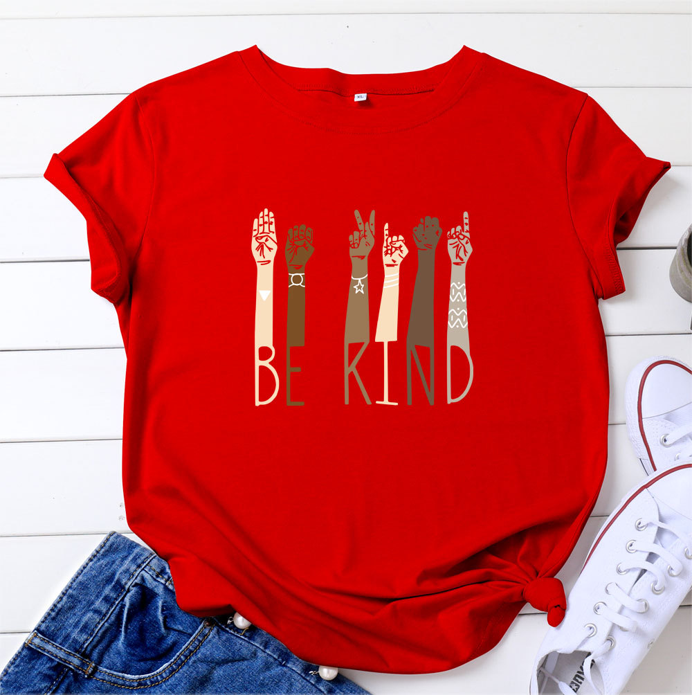 Women's Alphabet Cotton Short Sleeve T-Shirt Tops