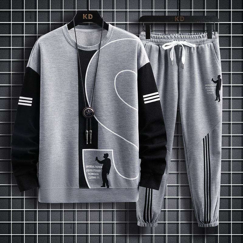 Men's Sports Round Neck Long Sleeved Sweater Set