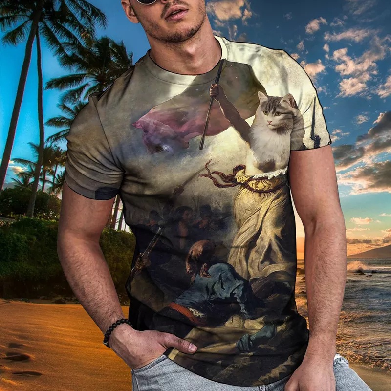 Men's Fashion Casual Short-sleeved Printed T-shirt