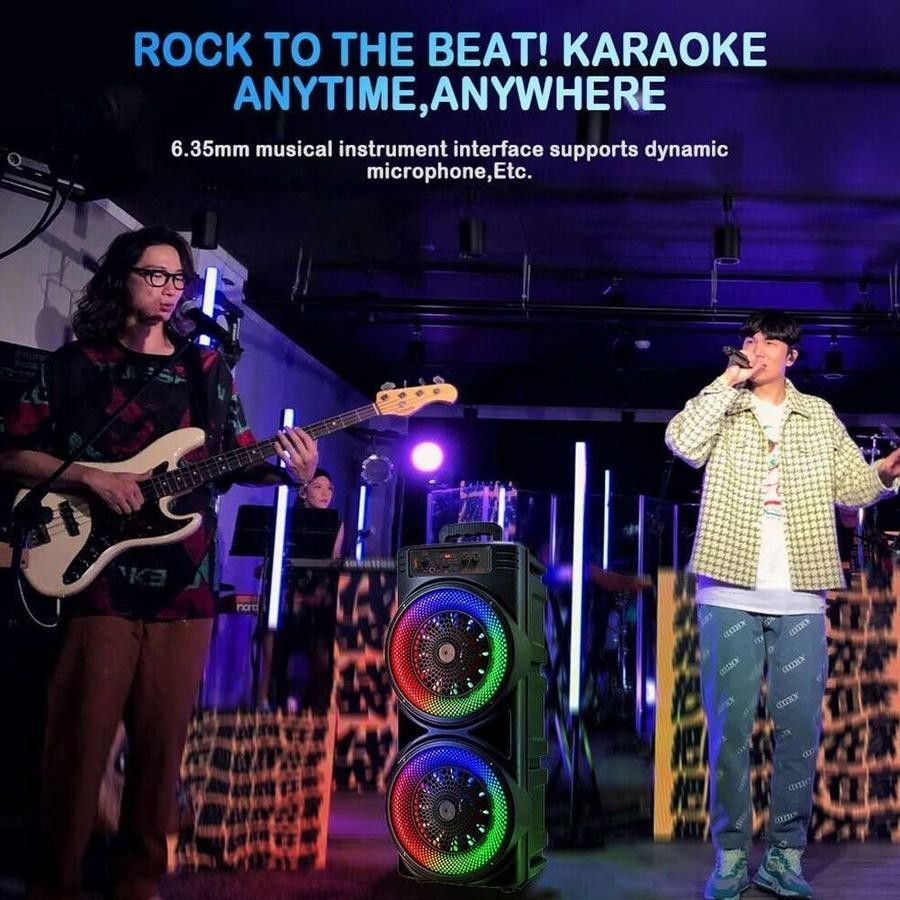 Portable Bluetooth Speaker Sub Woofer Heavy Bass Sound System Party Mic UK 3