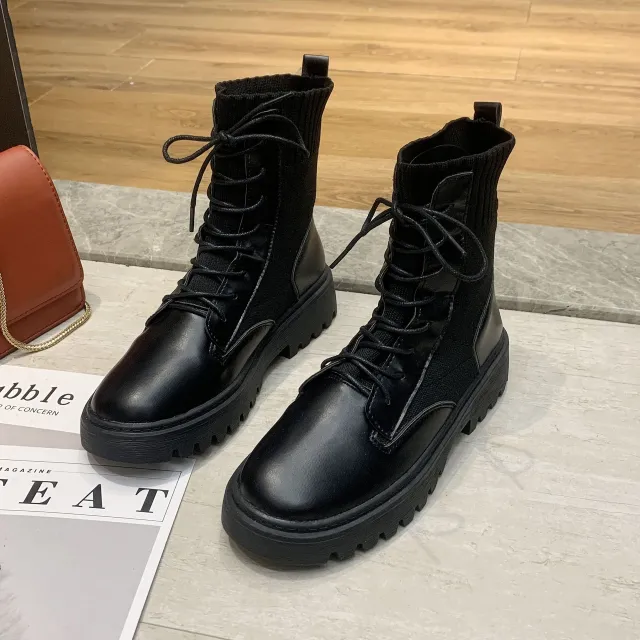 Socks And Boots Women's Comfortable And Breathable European And American Style Thick Heel Trend Black - Shop at LoveMi