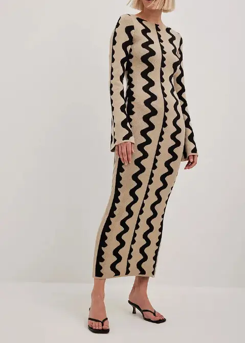 Spring And Autumn Slim Fit Fashion Printed Dress