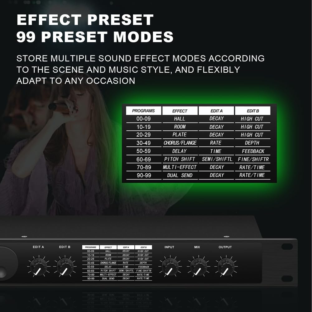 Digital Reverberation Multi-effect DSP Processor Audio Equalizer Vocal — image 7
