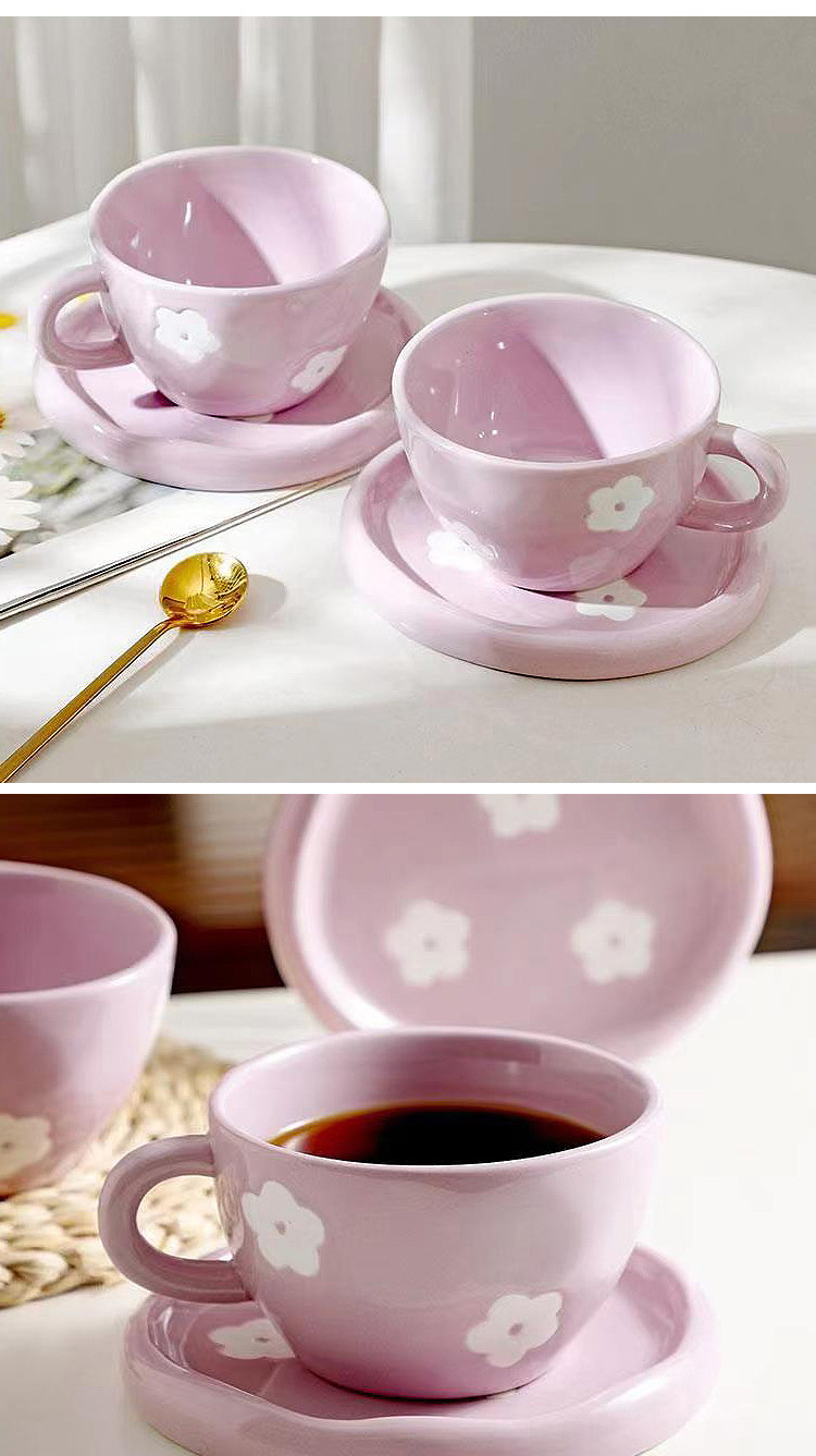 Title 6, Small Purple Flower Coffee Set Irregular Cerami...