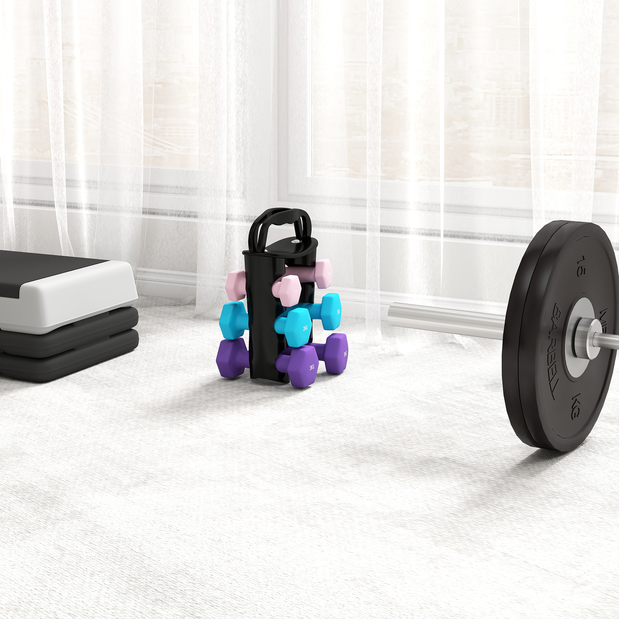 Dumbbell Set With Storage Rack , 2 X 1kg, 2 X 2kg, 2 X 3kg