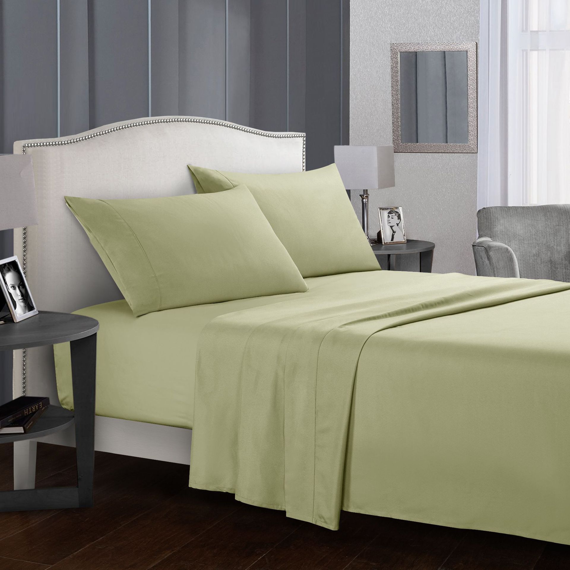 California King 4-Piece Sheet Set — Grass green