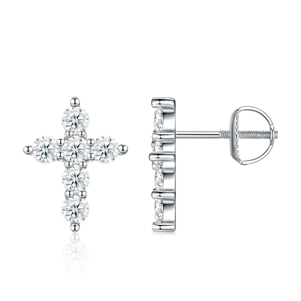 A Luxurious And Fashionable Minimalist Jewelry Earring Set Featuring Top-quality Moissanite Stones, Made Of S925 Silver Electroplated With Platinum.