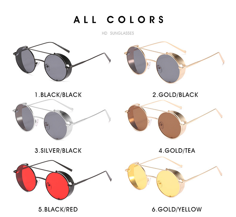 Title 2, New Metal Double Beam Sunglasses Retro Round Gl...