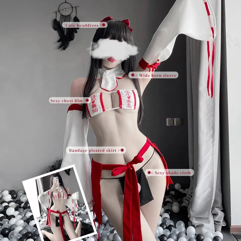 Erotic Lingerie Women's Japanese Kimono Set - Photo Colour