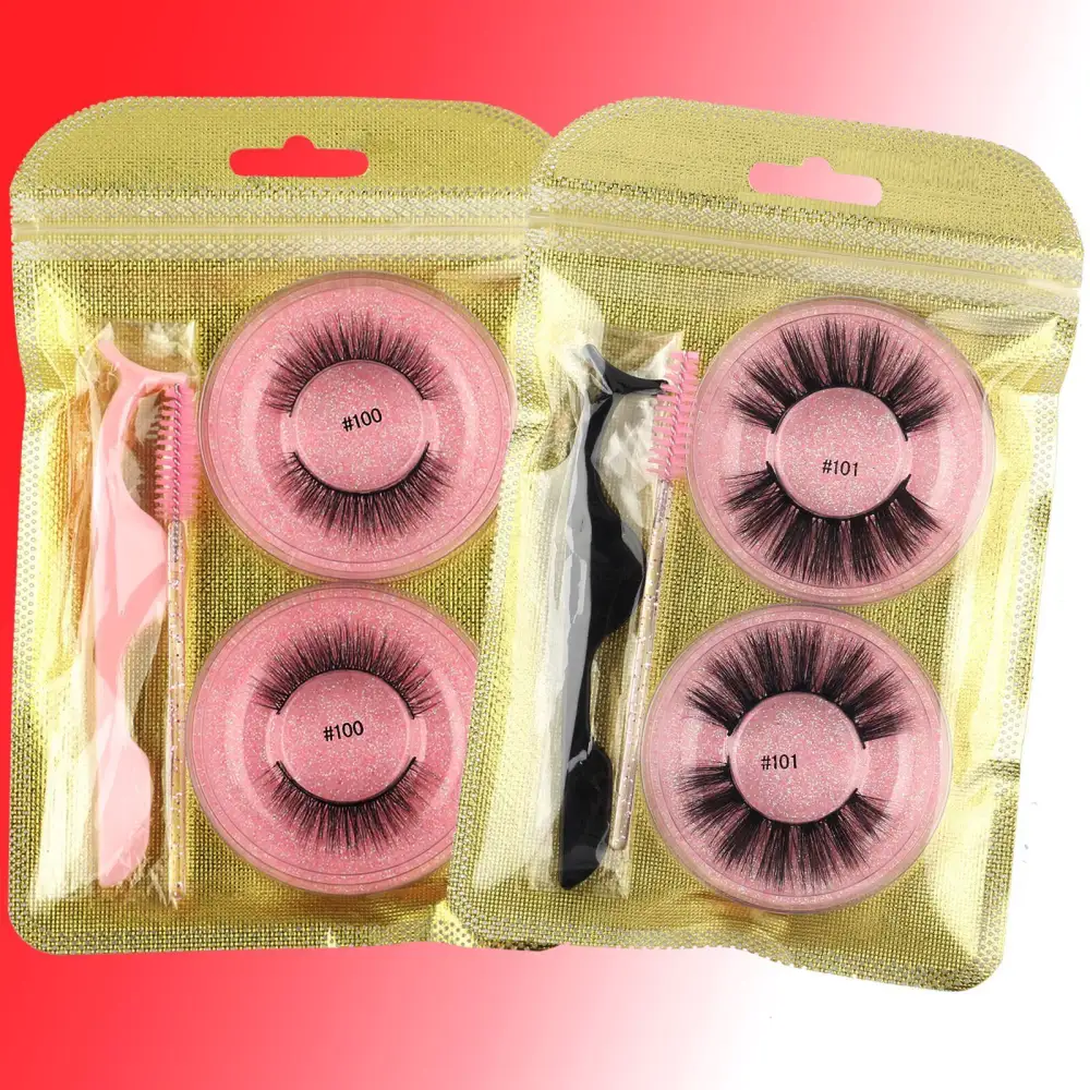 False Eyelashes Mink Hair Natural Bushy Round Set Beauty