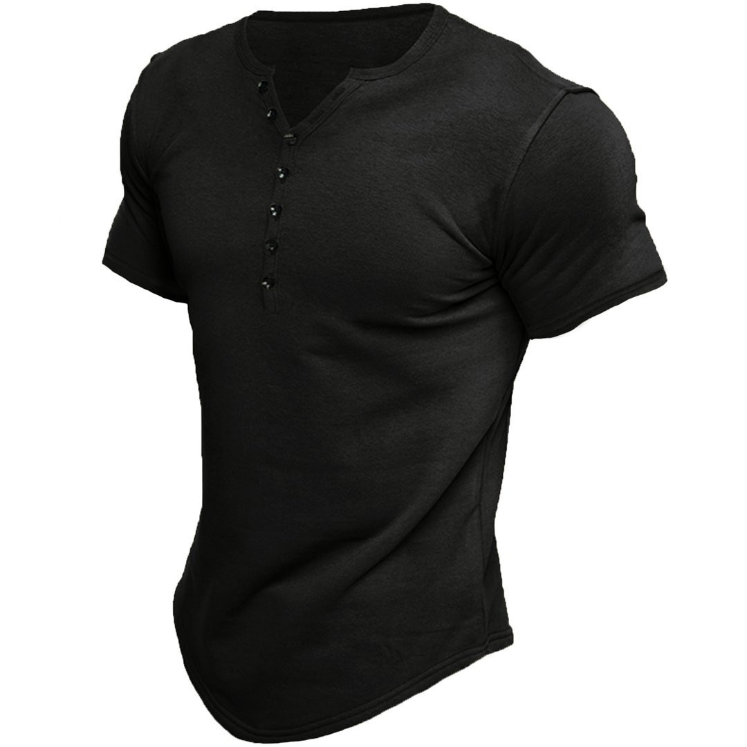 Title 2, Mens Henley Shirt Short Sleeve Solid Color Top...