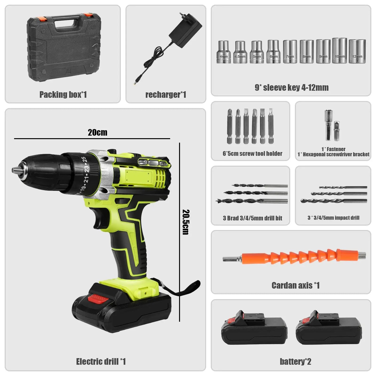 21V Battery Impact Drill Electric Screwdriver Electric Hammer Drill Mini Wireless Hand Drill Lithium-Ion Battery Power Tools