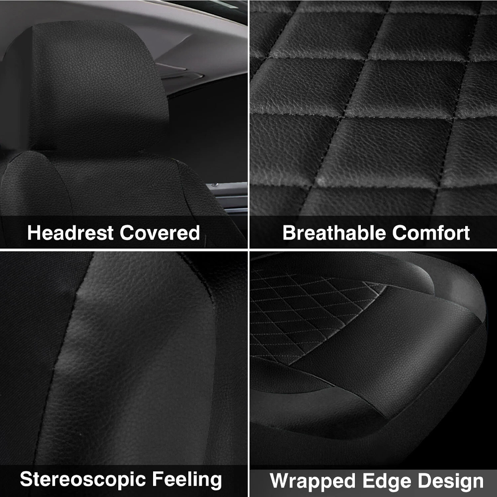 9pcs Full Set Universal PU Leather Seat Covers Protectors Non-Slip — image 9