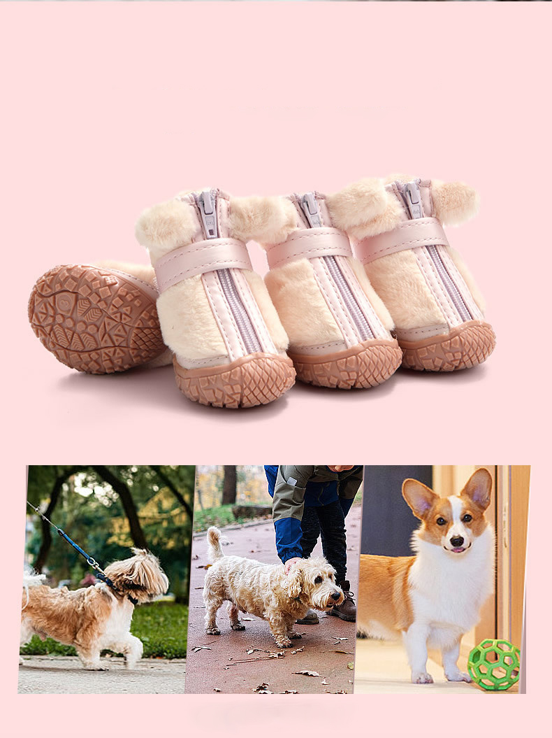 Title 10, Winter Dog Shoes Plush Dog Booties Cute Ear Dec...