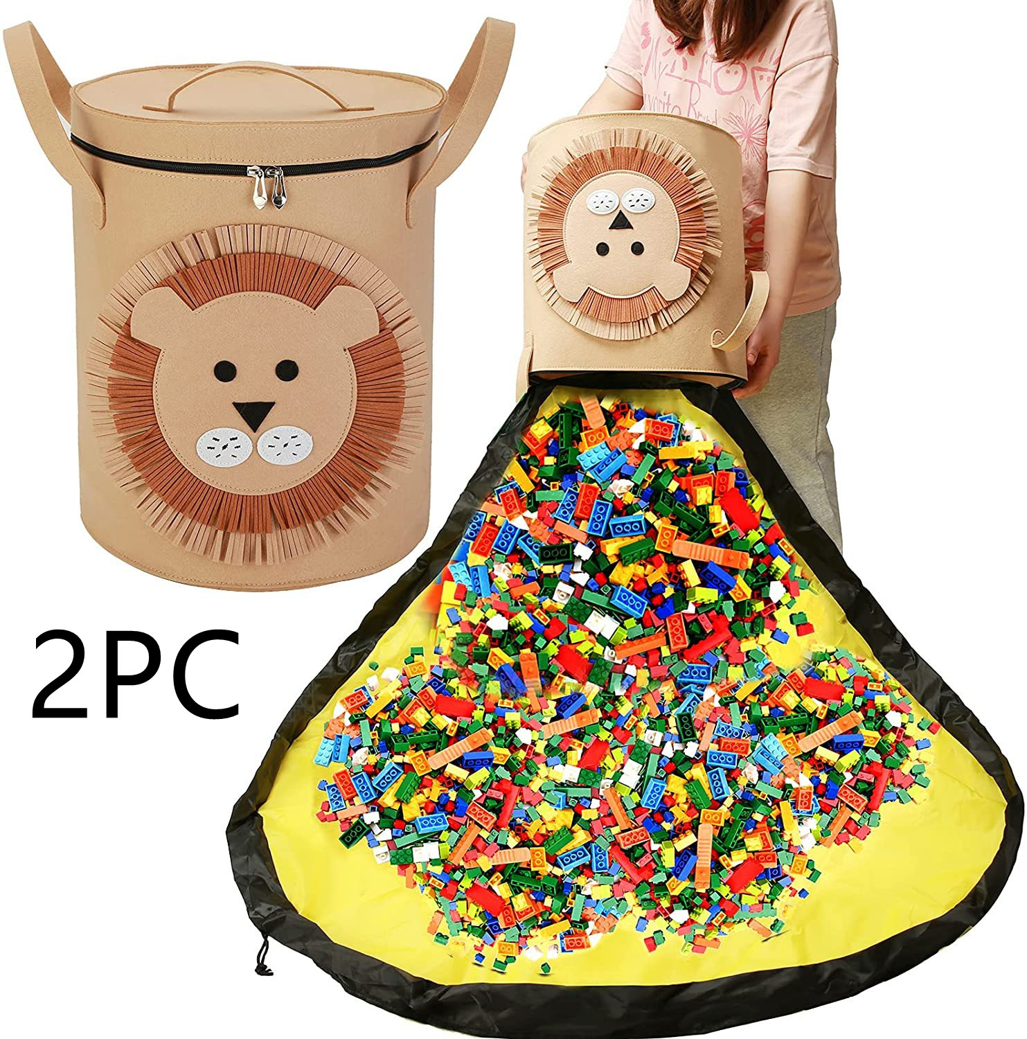 Felt Storage Bag Toy Play Mat 2 In 1 Pull Rope — foto 27