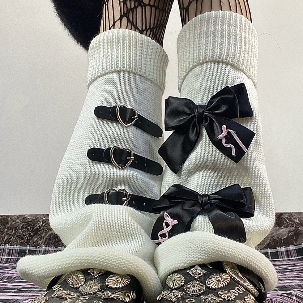 Bow Black Powder Love Leather Buckle Sub By2k Leg Cover