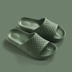 Non-Slip And Deodorant Bathing Household Mute Household Sandals And Slippers Women - Green - View 1
