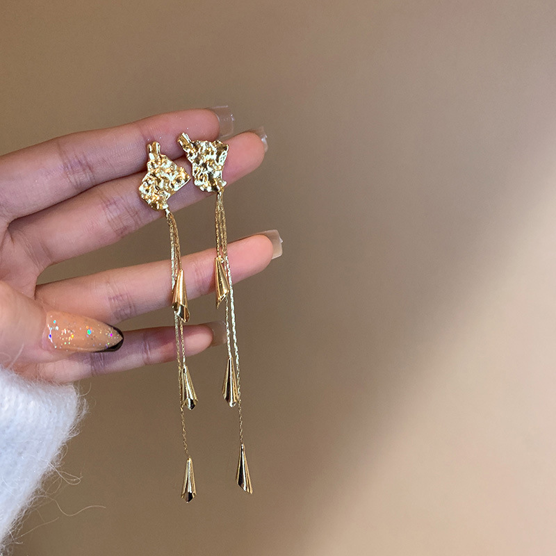 925 Silver Needle Geometric Long Tassel Earrings