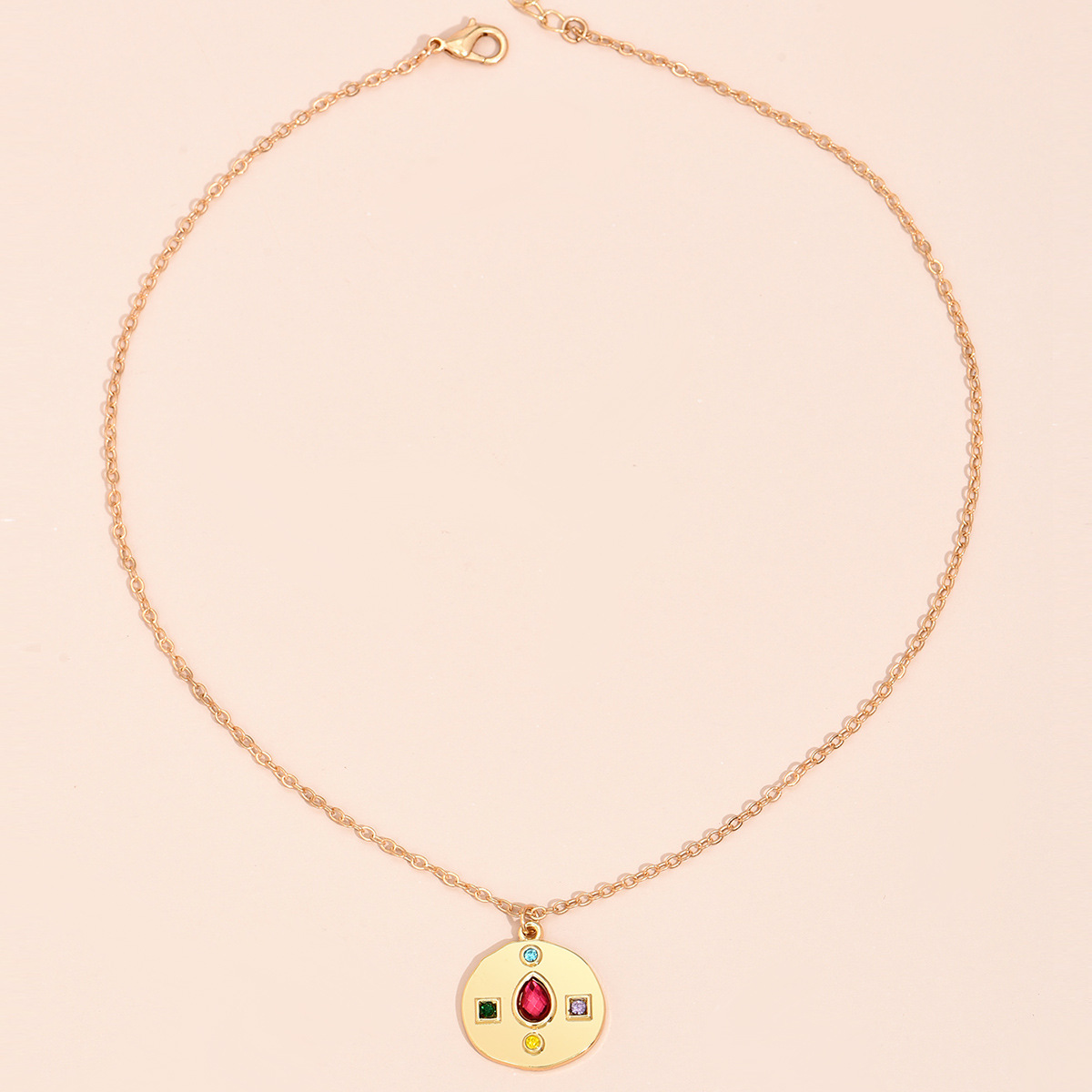 Color Matching Diamond Pendant Retro Style Fashion Personality