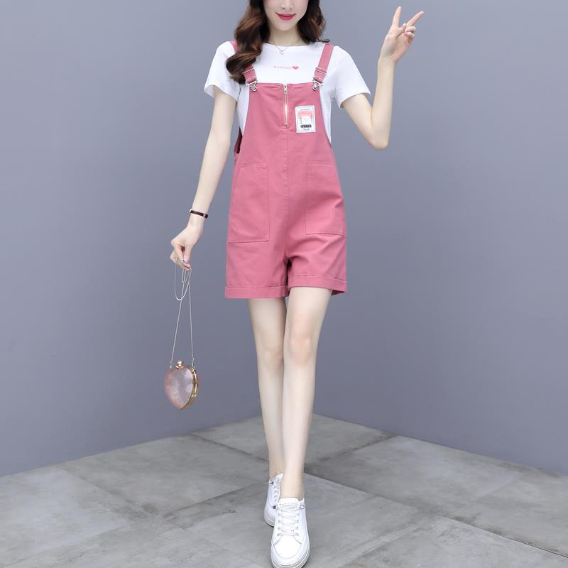 Women's Summer Loose Fashion Bib Shorts Suit