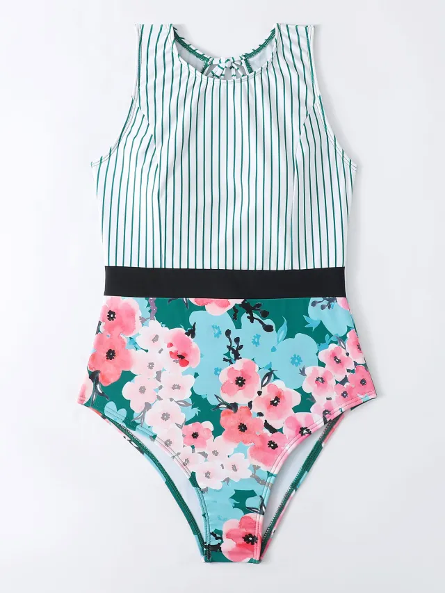 Printed Sexy One piece Bikini Strap Ladies Swimsuit Pink - Shop at LoveMi