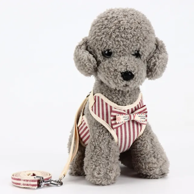 Pet Supplies Dog Leash Small Dog Teddy Korean Vest Style Bowknot Evening Dress Chest Strap New Red Stripes - Shop at LoveMi