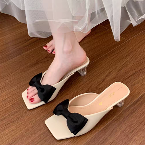 Butterfly Bow One-piece Slippers For Women's Summer Fashion High Heels And Cool Slippers