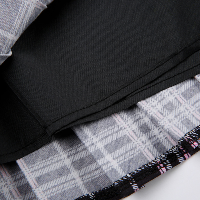 Low Waist Plaid Retro Pleated Skirt Women's