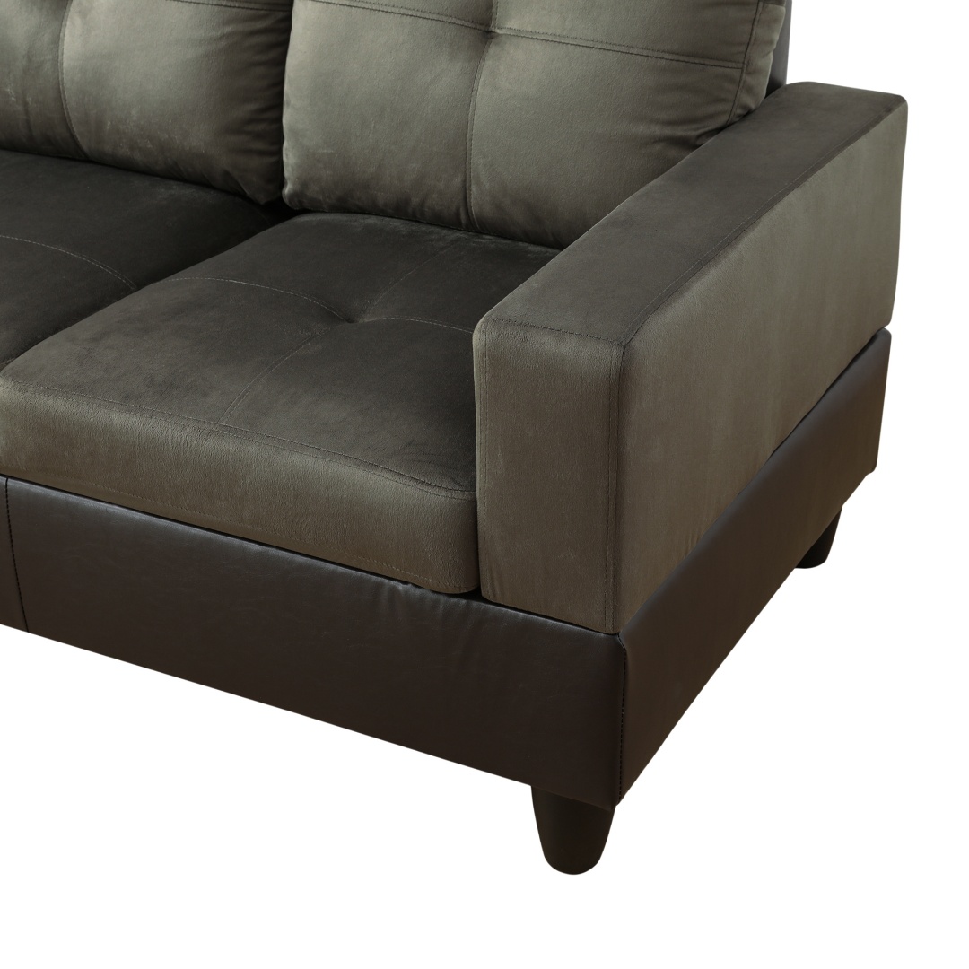 Taupe Flannel And PVC 3-Piece Couch Living Room Sofa Set